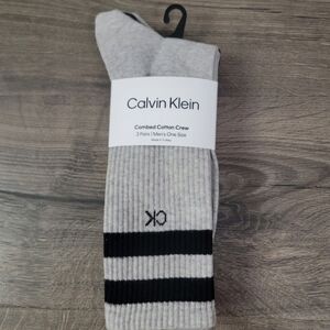 Mens Calvin Klein 3pk striped crew socks NEW